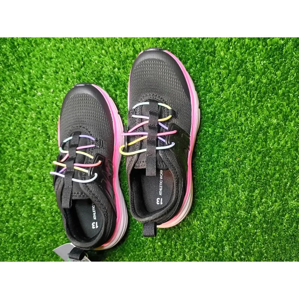 Athletic Works Girls Cage Knit Slip-On Sneakers - Youth 13 NWT